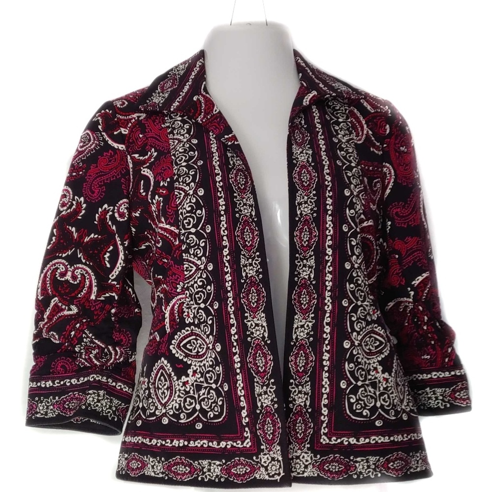 Coldwater Creek Open Front Paisley Blazer Jacket Sz 6